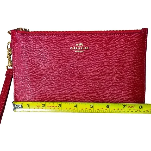 COACH Red Leather Double Zipper Wristlet Clutch with Hangtag